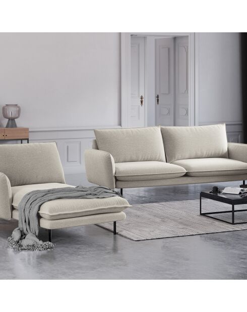 Méridienne en Velours Gauche Vienna beige clair  -  170x110x95 cm