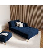 Pouf en Velours Bali bleu roi  -  60x60x41 cm