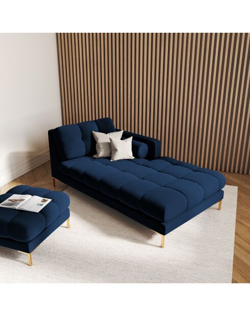 Pouf en Velours Bali bleu roi  -  60x60x41 cm