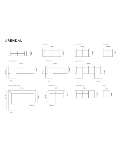 Canapé D'Angle Droit Arendal 4 Places beige clair  -  284x166x70 cm