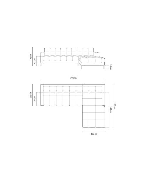 Canapé D'Angle Droit Bali 5 Places brique  -  293x185x75 cm