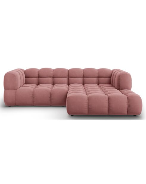 Canapé D'Angle Droit Velours Sky 3 Places saumon  -  244x162x75 cm