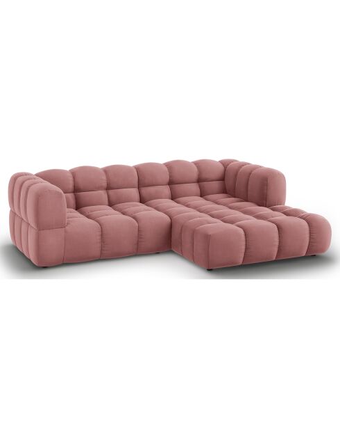 Canapé D'Angle Droit Velours Sky 3 Places saumon  -  244x162x75 cm