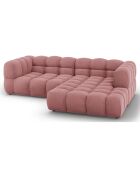 Canapé D'Angle Droit Velours Sky 3 Places saumon  -  244x162x75 cm