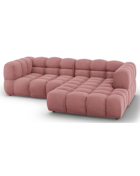 Canapé D'Angle Droit Velours Sky 3 Places saumon  -  244x162x75 cm
