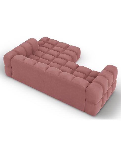 Canapé D'Angle Droit Velours Sky 3 Places saumon  -  244x162x75 cm