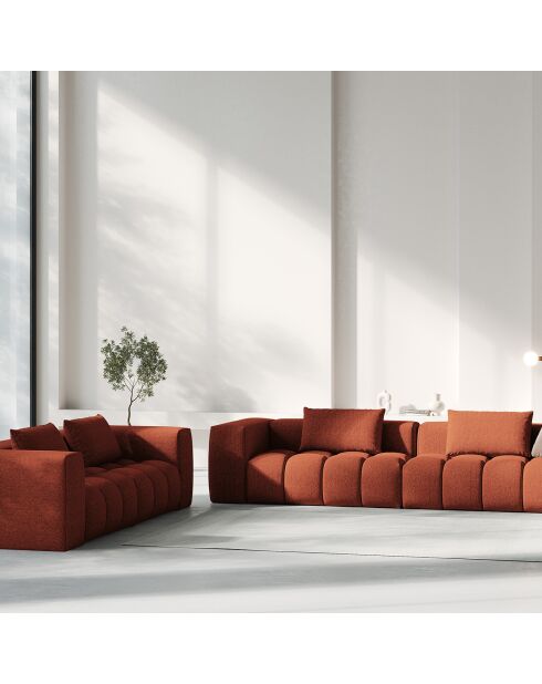 Lorella modulaire driezitsbank, koraal, 230x85x70 cm
