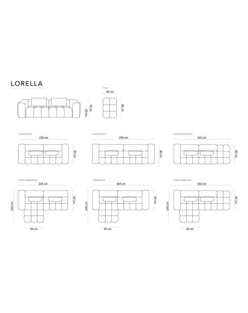 Canapé Modulaire Lorella 3 Places corail  -  230x85x70 cm