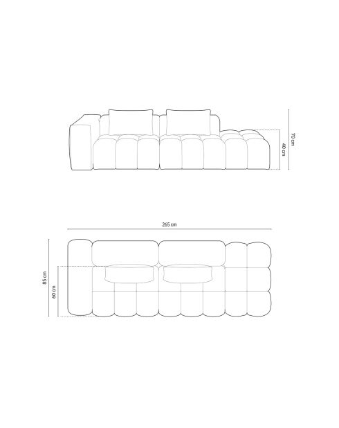 Canapé Modulable Gauche Lorella 3 Places corail  -  265x85x70 cm