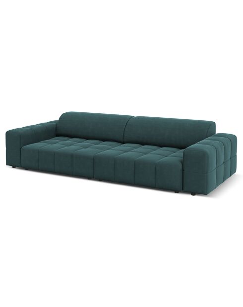 Canapé Velours Luc 4 Places pétrole  -  244x102x70 cm