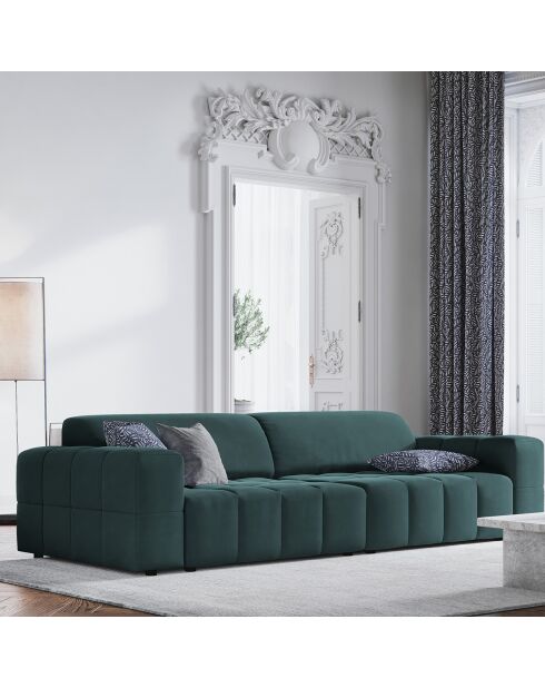 Canapé Velours Luc 4 Places pétrole  -  244x102x70 cm