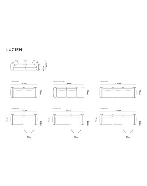 Canapé Modulaire Lucien 4 Places beige foncé  -  320x90x70 cm