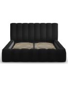 Lit Coffre en Velours Avec Tête de Lit Ludivine noir  -  230x205x94 cm