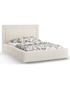 Lit avec coffre de rangement Valerie beige clair  -  230x205x120 cm