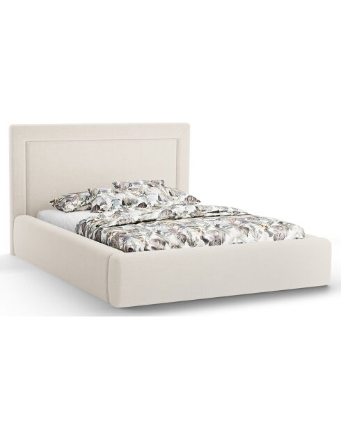 Lit avec coffre de rangement Valerie beige clair  -  230x205x120 cm