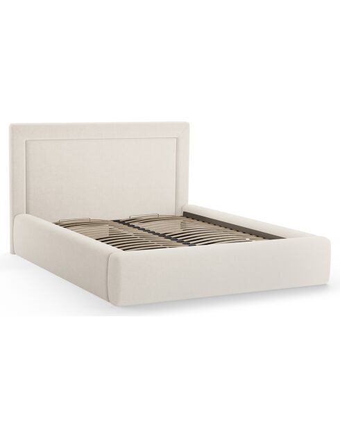 Lit avec coffre de rangement Valerie beige clair  -  230x205x120 cm