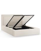 Lit avec coffre de rangement Valerie beige clair  -  230x205x120 cm