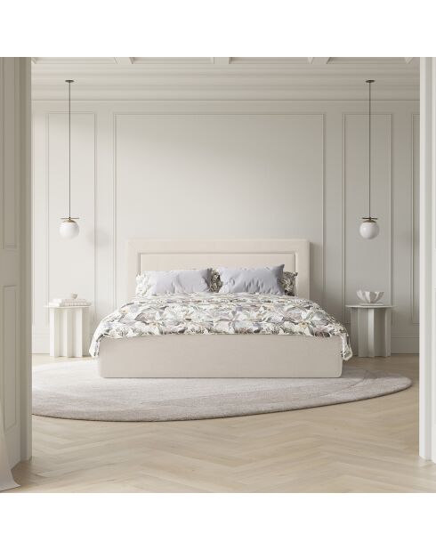 Lit avec coffre de rangement Valerie beige clair  -  230x205x120 cm