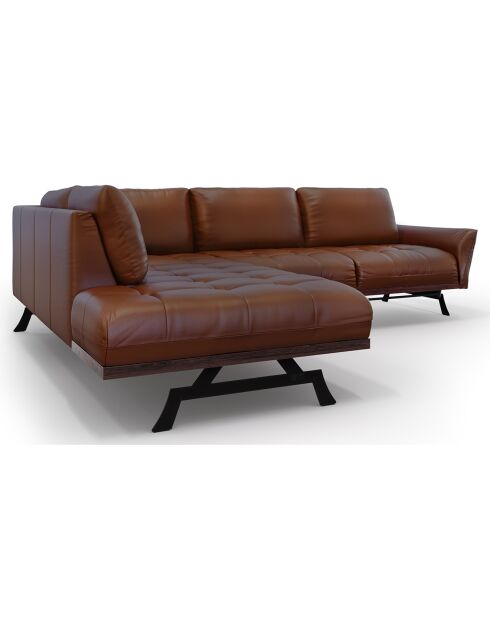 Canapé D'Angle Gauche Modulaire Olivier 5 Places marron  -  262x204x87 cm