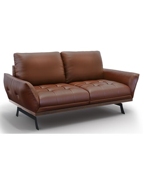 Canapé En Cuir Véritable Olivier 3 Places marron  -  188x95x87 cm