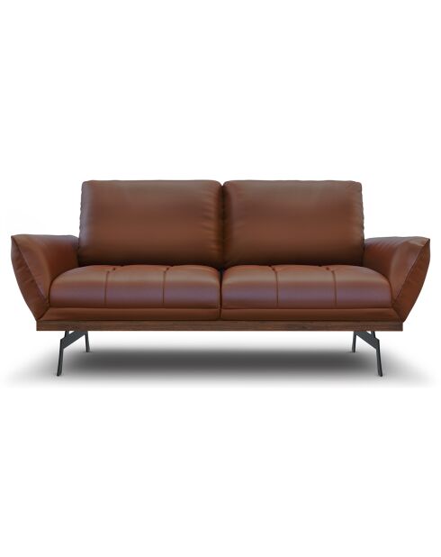 Canapé En Cuir Véritable Olivier 3 Places marron  -  188x95x87 cm