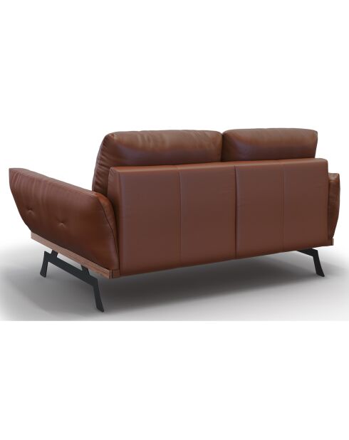 Canapé En Cuir Véritable Olivier 3 Places marron  -  188x95x87 cm