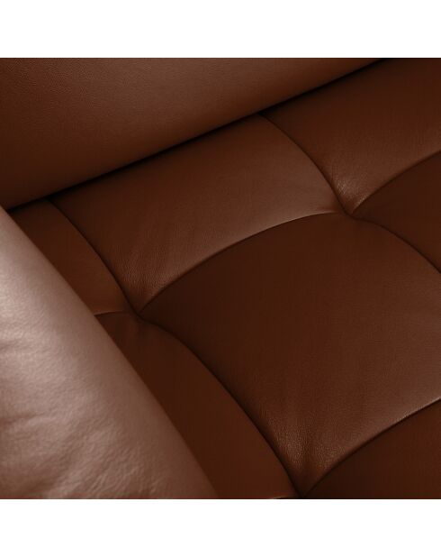 Canapé En Cuir Véritable Olivier 3 Places marron  -  188x95x87 cm