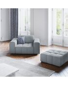 Pouf en Velours Luc 1 Place bleu clair  -  80x102x40 cm