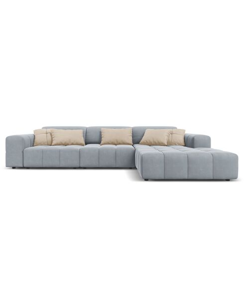 Canapé D'Angle Droit Velours Luc 4 Places bleu clair  -  284x166x70 cm