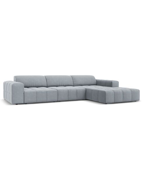 Canapé D'Angle Droit Velours Luc 4 Places bleu clair  -  284x166x70 cm