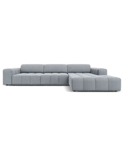 Canapé D'Angle Droit Velours Luc 4 Places bleu clair  -  284x166x70 cm