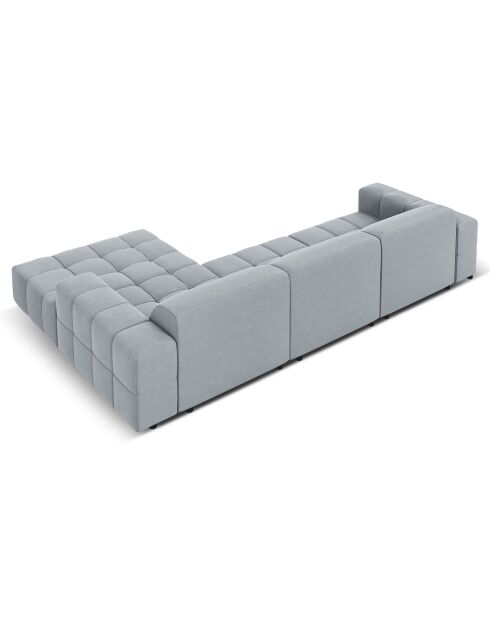Canapé D'Angle Droit Velours Luc 4 Places bleu clair  -  284x166x70 cm