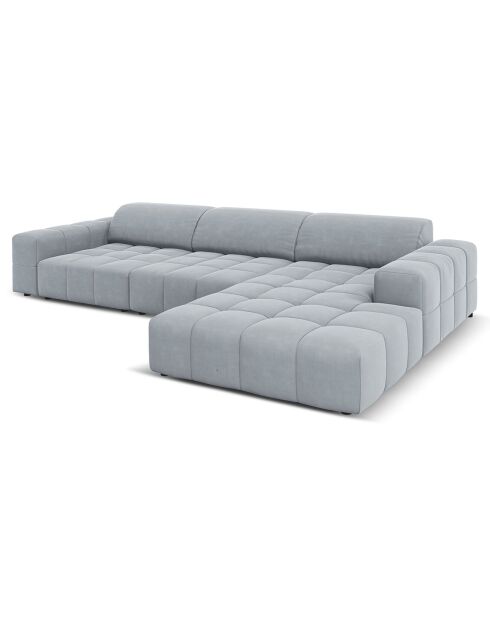 Canapé D'Angle Droit Velours Luc 4 Places bleu clair  -  284x166x70 cm