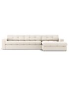 Canapé D'Angle Droit Velours Yohan 4 Places beige clair  -  236x160x72 cm