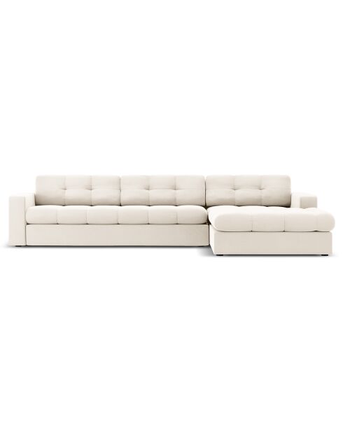 Canapé D'Angle Droit Velours Yohan 4 Places beige clair  -  236x160x72 cm