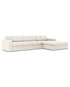 Canapé D'Angle Droit Velours Yohan 4 Places beige clair  -  236x160x72 cm