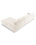 Canapé D'Angle Droit Velours Yohan 4 Places beige clair  -  236x160x72 cm