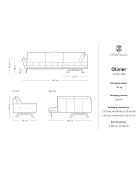Canapé D'Angle Droit Modulaire Olivier 5 Places gris foncé  -  262x204x87 cm
