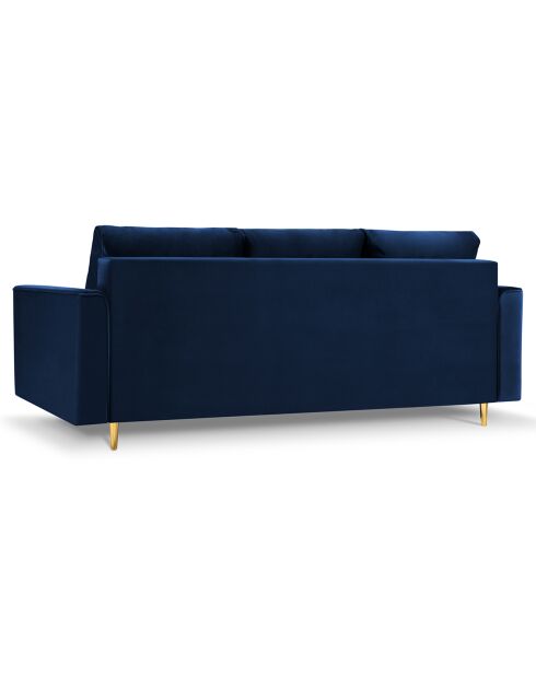 Canapé Velours Convertible Avec Coffre Cartadera 3 Places bleu roi  -  222x100x92 cm