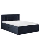 Tête de lit + Sommier Coffre/ Matelas + Surmatelas Afra bleu foncé  -  200x160x125 cm