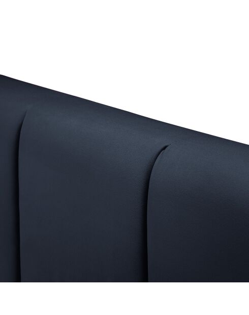 Tête de lit + Sommier Coffre/ Matelas + Surmatelas Afra bleu foncé  -  200x160x125 cm