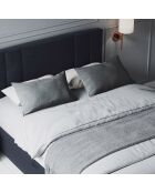 Tête de lit + Sommier Coffre/ Matelas + Surmatelas Afra bleu foncé  -  200x160x125 cm