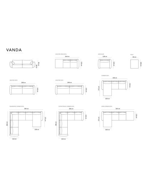 Canapé D'Angle Gauche Vanda 5 Places vert  -  364x171x85 cm