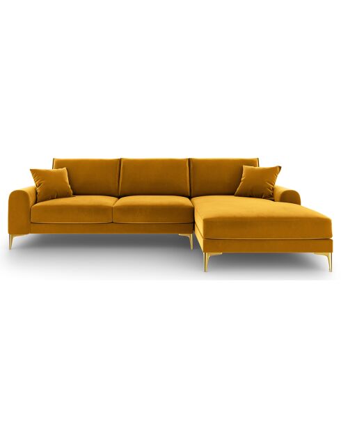 Canapé D'Angle Droit Velours Madara 5 Places jaune  -  254x182x90 cm