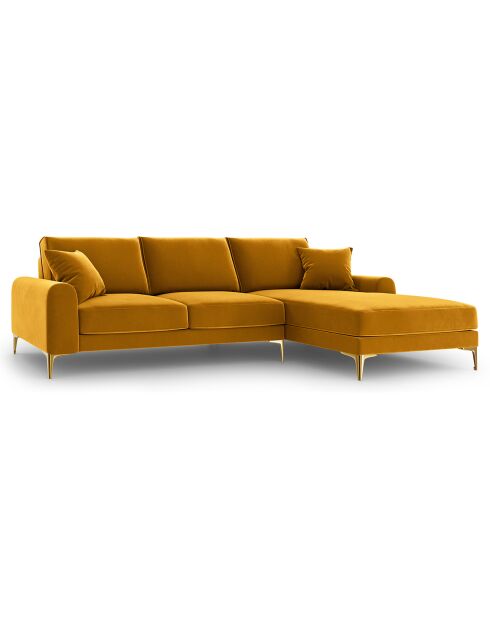 Canapé D'Angle Droit Velours Madara 5 Places jaune  -  254x182x90 cm
