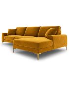 Canapé D'Angle Droit Velours Madara 5 Places jaune  -  254x182x90 cm