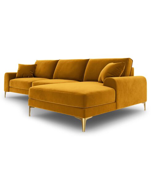 Canapé D'Angle Droit Velours Madara 5 Places jaune  -  254x182x90 cm