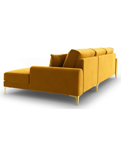 Canapé D'Angle Droit Velours Madara 5 Places jaune  -  254x182x90 cm