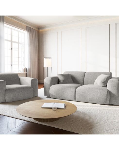 Canapé Theo 2 Places gris clair  -  170x95x72 cm