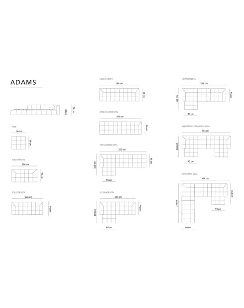Canapé Modulable Droit Adams 4 Places gris foncé  -  293x96x70 cm